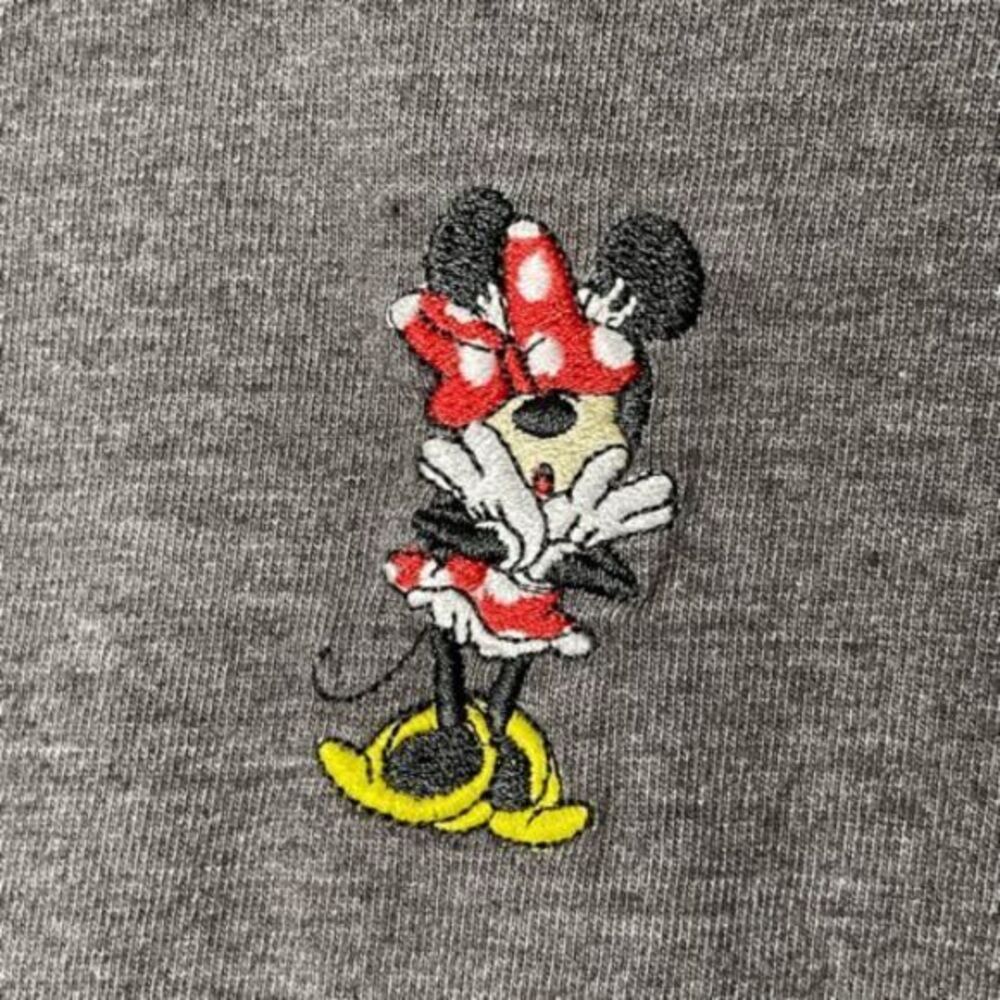 Disney Women's Gray Embroidered Minnie Mouse Cropped Tee Size XS - Picture 4 of 4